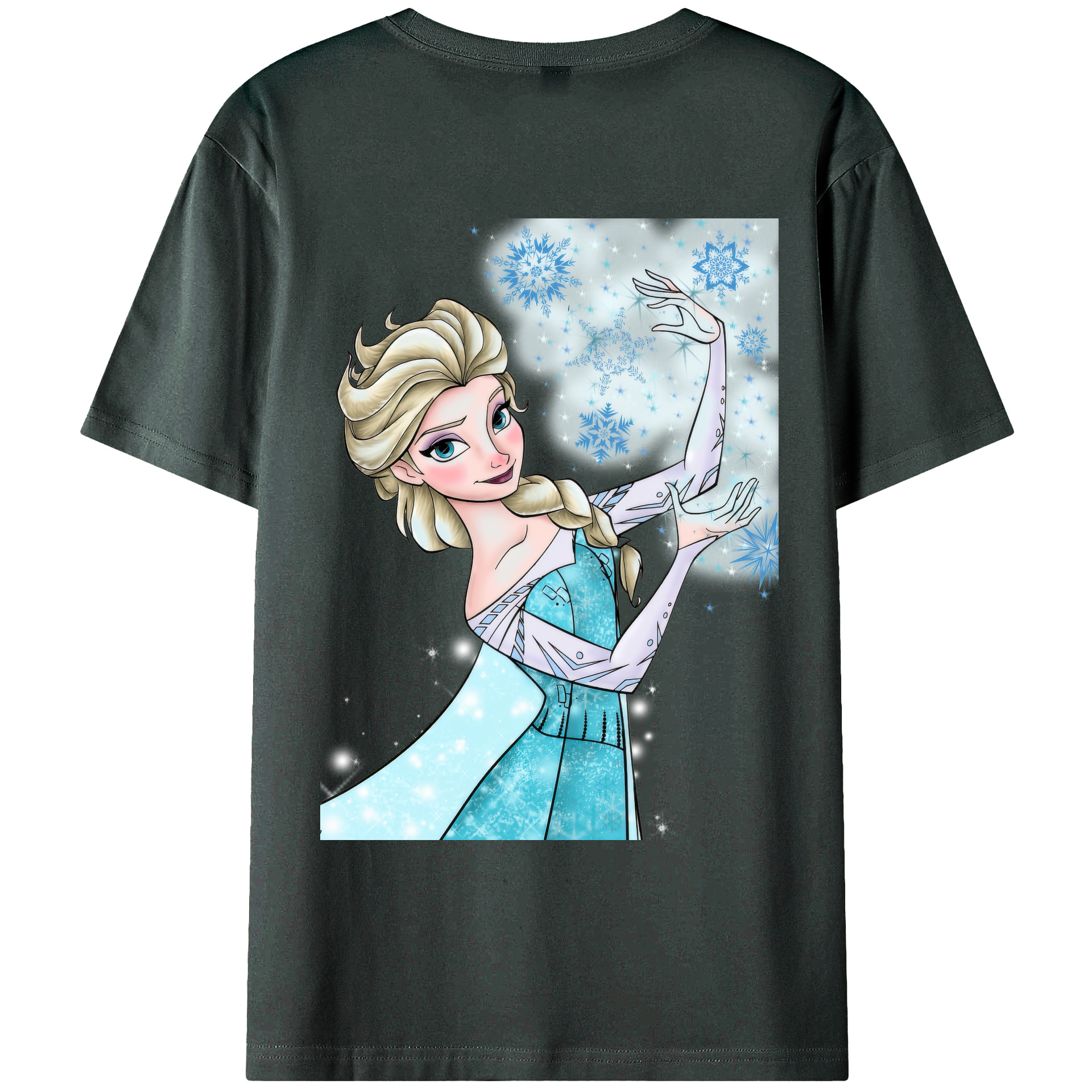 （画像用） アナと雪の女王 アンナ エルサ Frozen Anna Elsa 綿100％ メンズ半袖Tシャツ（バックプリント） 通気性